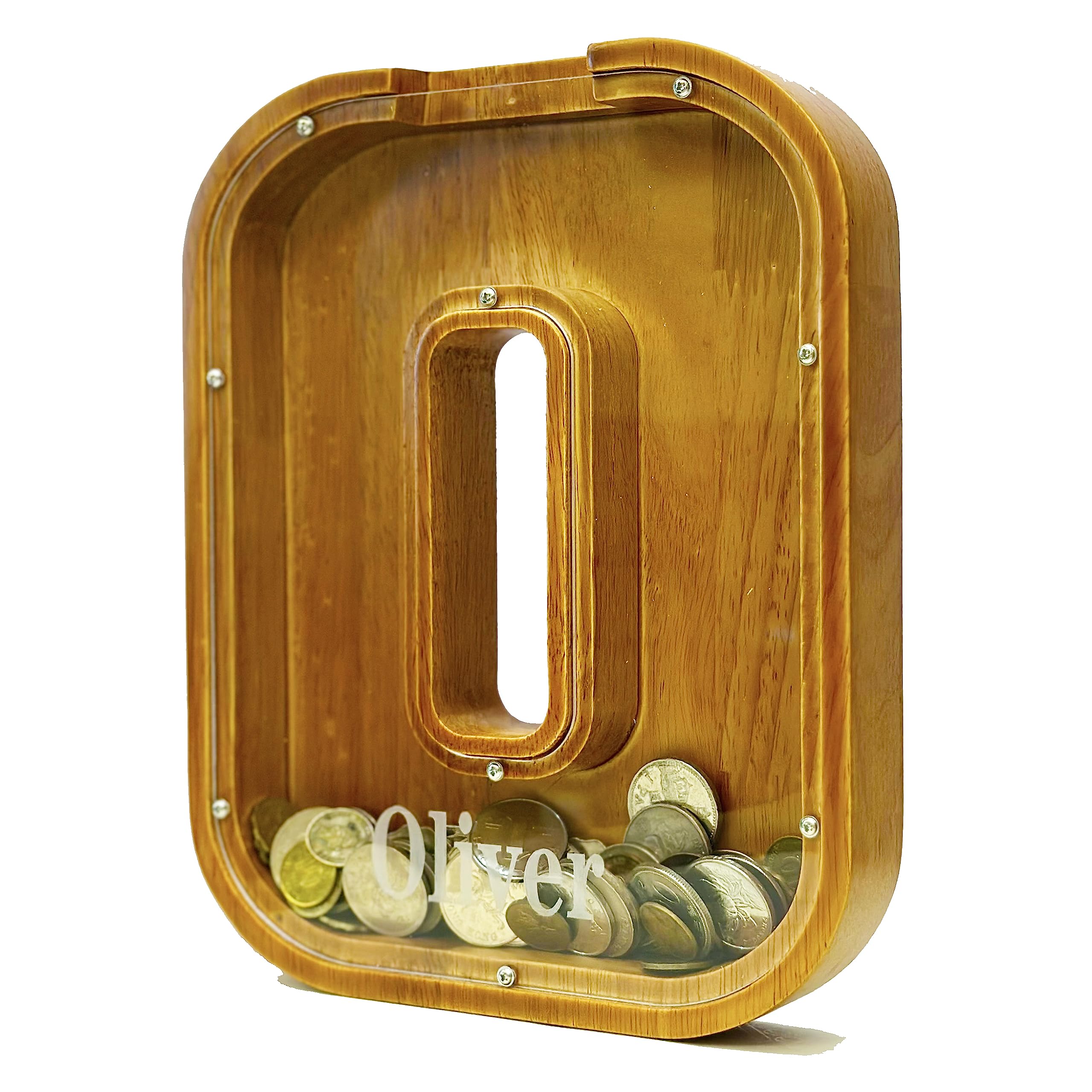 Yu Guang Er Personalized Wooden Alphabet Piggy Bank-Kids Piggy Bank-Boys Girls Piggy Bank-Coin Piggy Bank-Bank-Can be Used as Christmas-Birthday