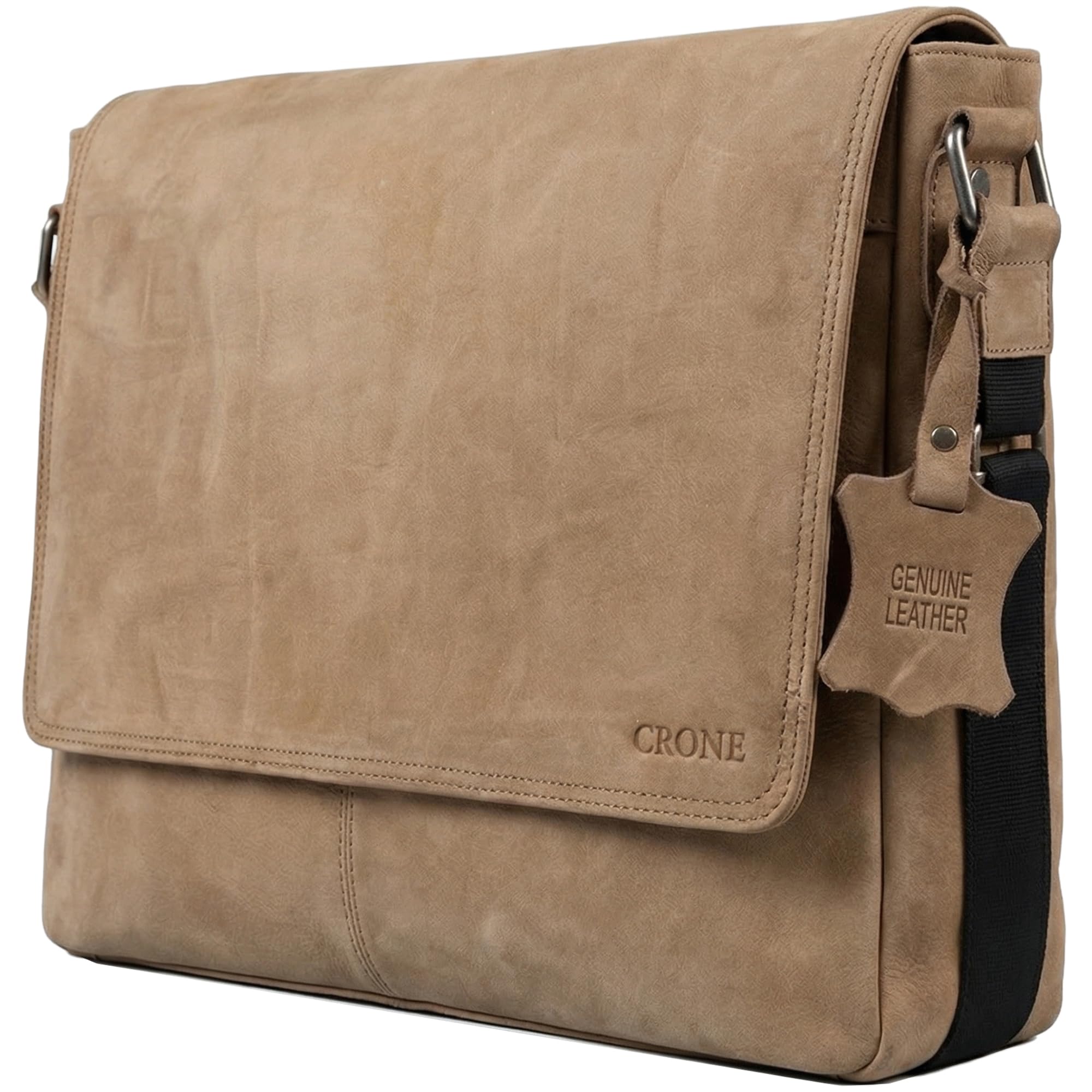 Crone Hamburg Leder Laptoptasche, Business Tasche aus Echtleder, Aktentasche, Arbeitstasche, Umhängetasche, Notebook Tasche