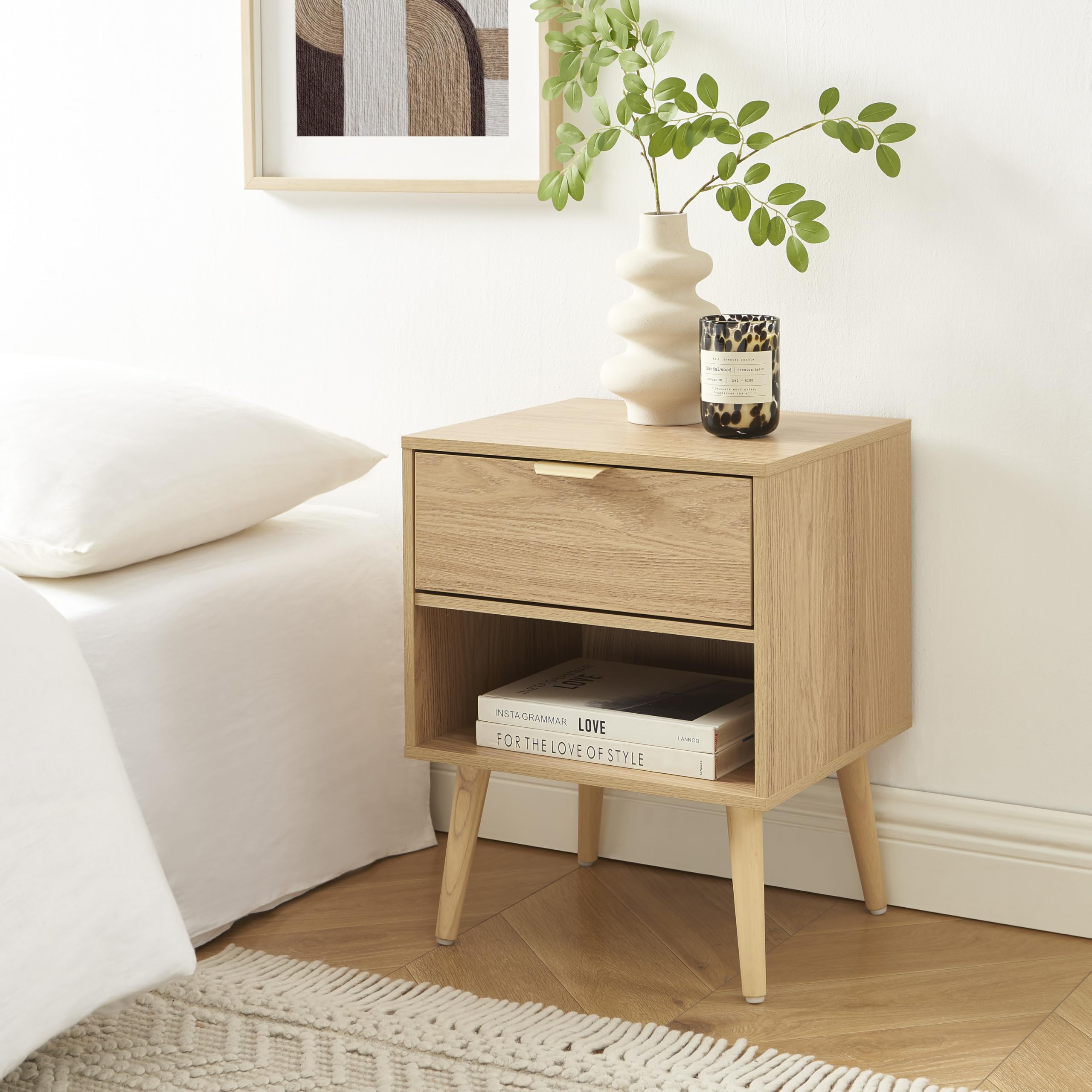 BAÏTA Lot de 2 Tables de Chevet Jeanne Effet chêne