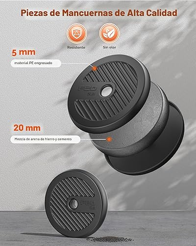 Miniatura 4 de FEIERDUN Mancuernas ajustables, juego de pesas libres de 20/30/40/45/70/90 libras con conector, juego de mancuernas 5 en 1 que se utiliza como
