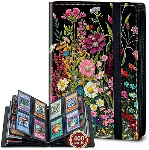 Rossy Carpeta para tarjetas de 4 bolsillos, 400 tarjetas, carpeta de colección de tarjetas, álbum de tarjetas de doble cara, tarjetero para tarjetas