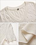 Arach&Cloz Laine Blend Chandails d'automne V Col Court Cable Knit Tops Business Casual Chemises Blouses pour femme