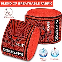 Vista 7 de BEAST RAGE Vendas para manos de boxeo para MMA Kickboxing, muñequeras profesionales para adultos de 180" con banda elástica semi-elástica, guantes