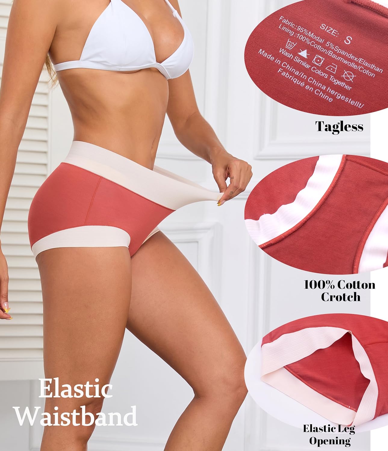 ANLIQI Modal Underwear Women No Show Hipster Panties for Women Pack Workout Full Coverage Briefs Soft Gym Sports Undies - Image 5