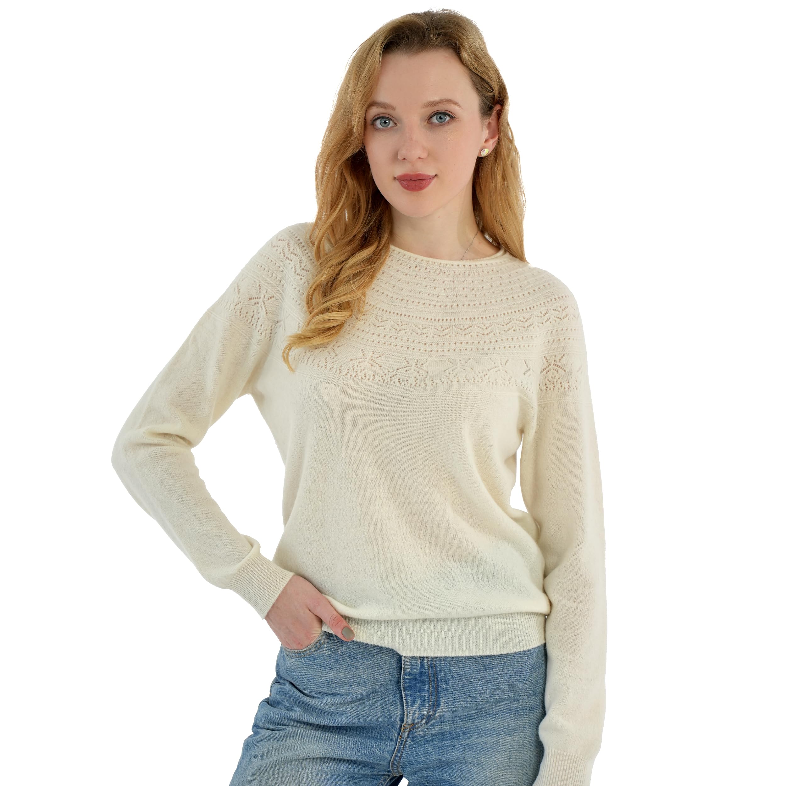 AIGE Womens Crew-Neck Oversized Fall Winter Warm 100 Pure Wool Long Warm Soft Pullover Sweater Tops Best for