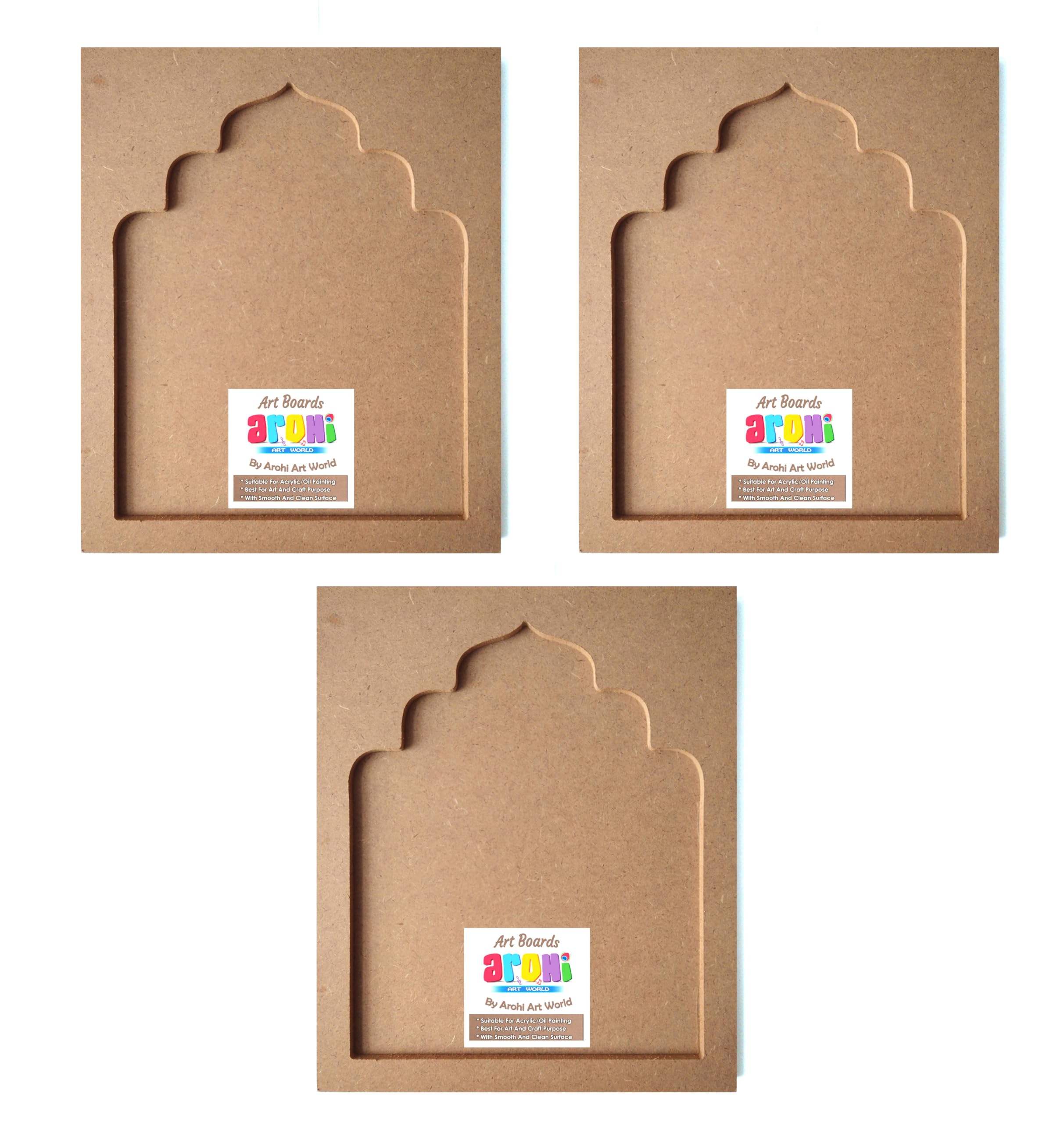 Arohi Art World MDF Jharoka for Art & Craft Activities and for Other DIY Art Projects, Size 11x9 Inches, Thickness : 4mm Base and 6mm Designer Frame. (Set of 3)-image-4