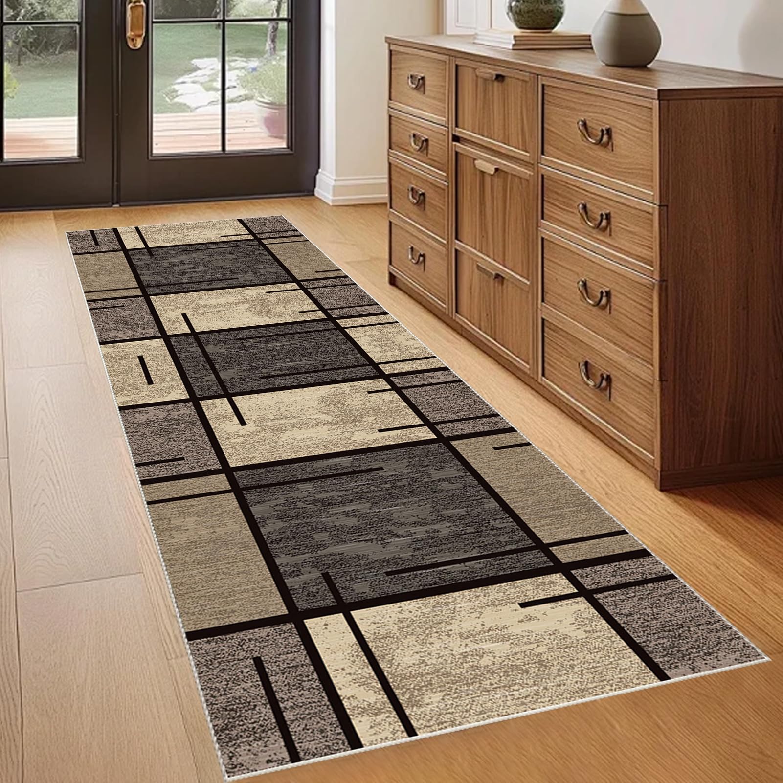 Carpet Runner for Hallway Non-slip Kitchen Area Carpet Rug Long Hall Runner Rug 100 x 280 cm Low Pile Entrance Door Mat Kitchen Floor Mat Rug Washable Runner for Hallway Entryway Laundry Room Bedroom