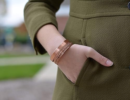 Miniatura 3 de Juego de 3 + juego de 2 pulseras de cobre para mujer Alivio eficaz y natural para el dolor en las articulaciones Paquete, Ajustable, Cobre, No es