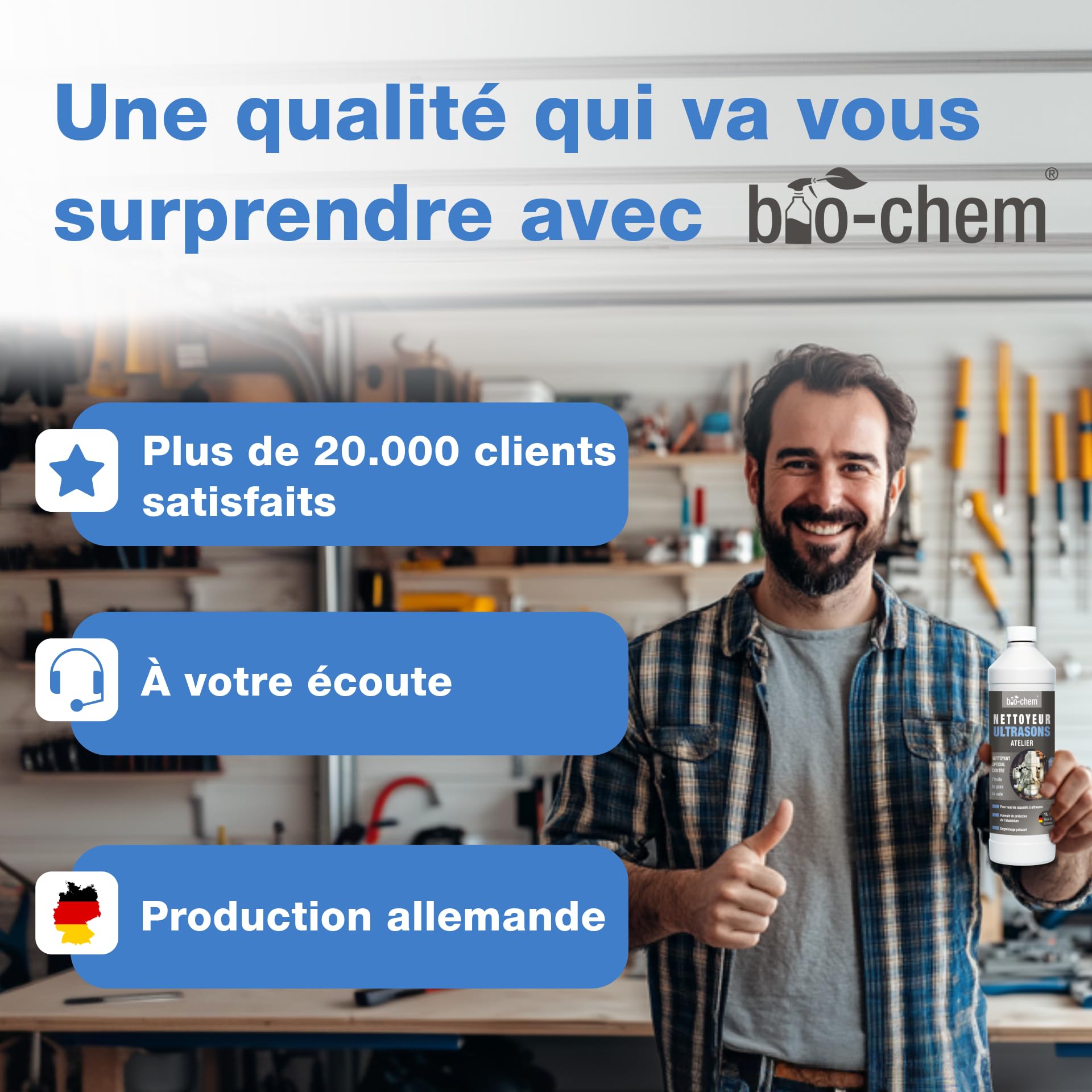 bio-chem Nettoyant à ultrasons concentré pour atelier 5L | Usage professionnel garage et industrie - Produit pour carburateur, pièces mécaniques, composants électroniques