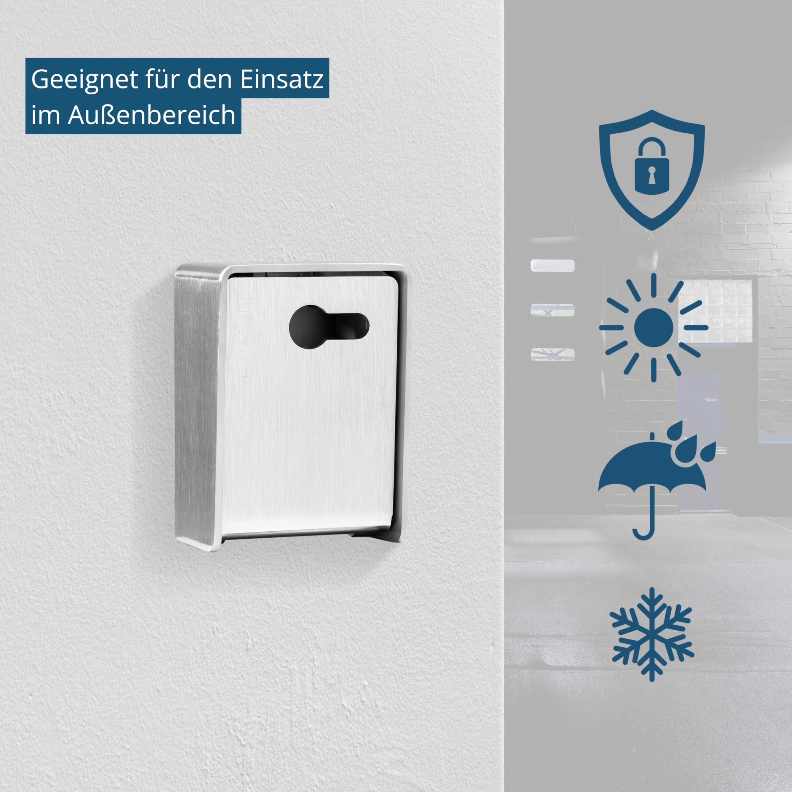masunt Schlüsseldepot 221 Standard vorgerichtet PHZ aus Edelstahl – Wetterfeste Schlüsselbox für Innen- & Außenbereich, für Profilhalbzylinder, 3mm Wandstärke, Aufputz- & Unterputzmontage