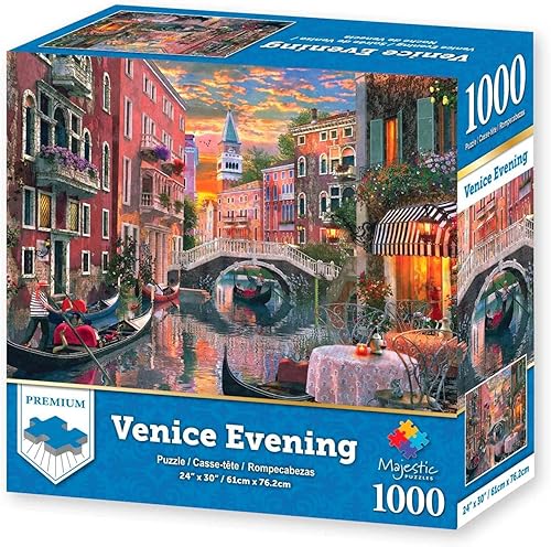 Miniatura 1 de Springbok Majestic - Rompecabezas de 1000 piezas Venecia Evening - Fabricado en Estados Unidos - Caja compacta