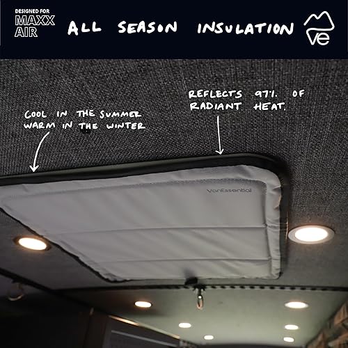 Miniatura 3 de VanEssential Cubierta Solar de Ventilación de Techo con Aislamiento Magnético para Ventilador MaxxAir, Fantastic Fan 16.5" x 16.5" (GRIS FRÍO)