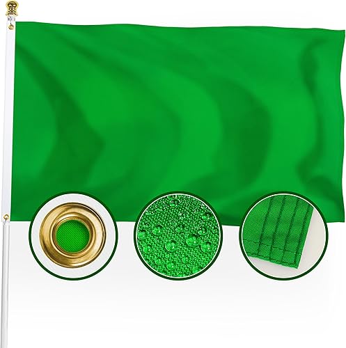 XIFAN Bandera verde sólida de nailon de alta calidad de 3 x 5 para exteriores, banderas verdes lisas de nailon 210D de doble cara, la bandera de