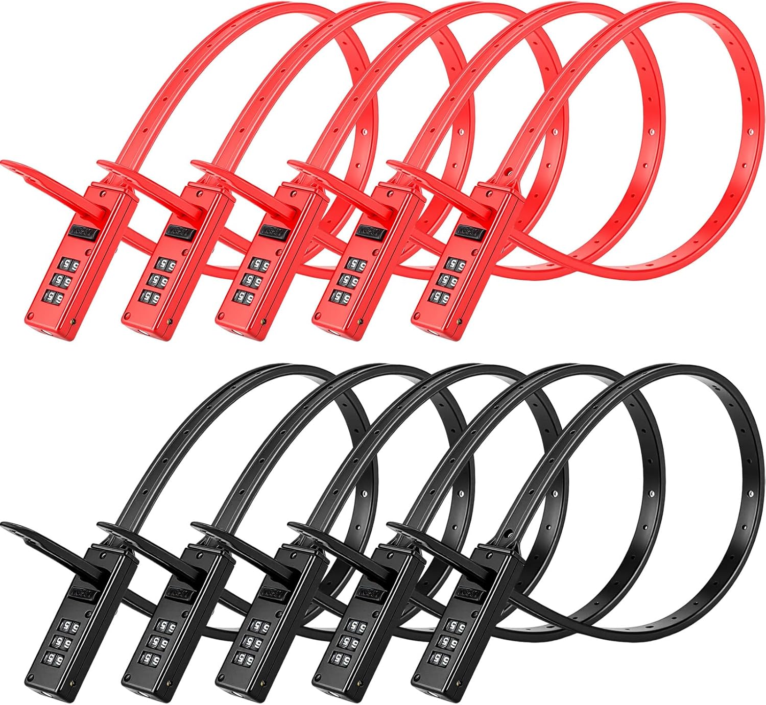 Novabright 10 Pack Zip Tie Lock 3-Digit Adjustable Cable Lock with Stainless Steel Core for Bike, Helmets, Stroller, French Door, Skis