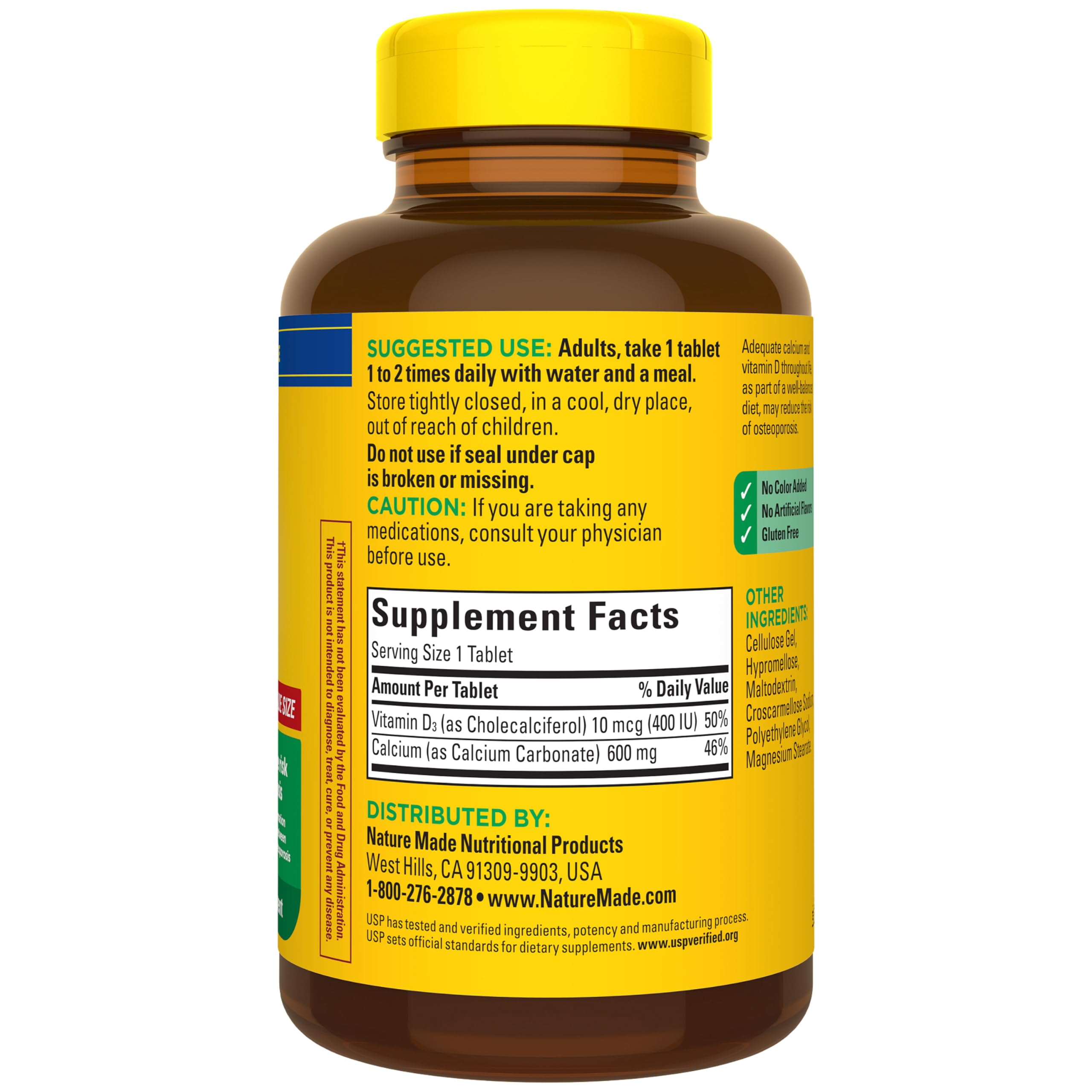 Nature Made Calcium 600 mg with Vitamin D3 for Bone Support, 220 Tablets — Amazon image 9