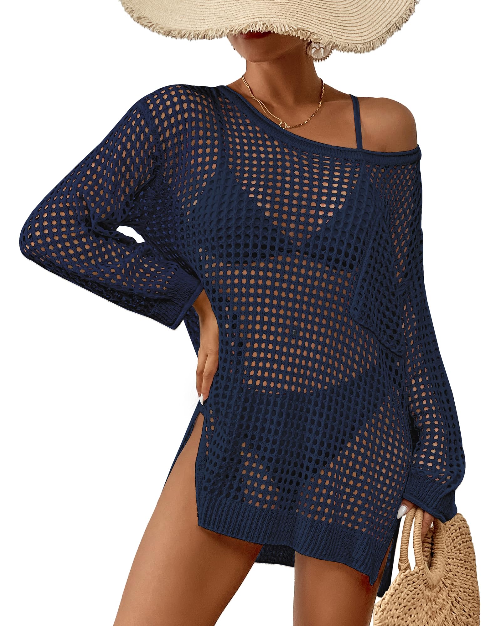 Women Casual Bikini Swimsuit Cover Up Blouses Beach Tunic Dress One Size-image-25