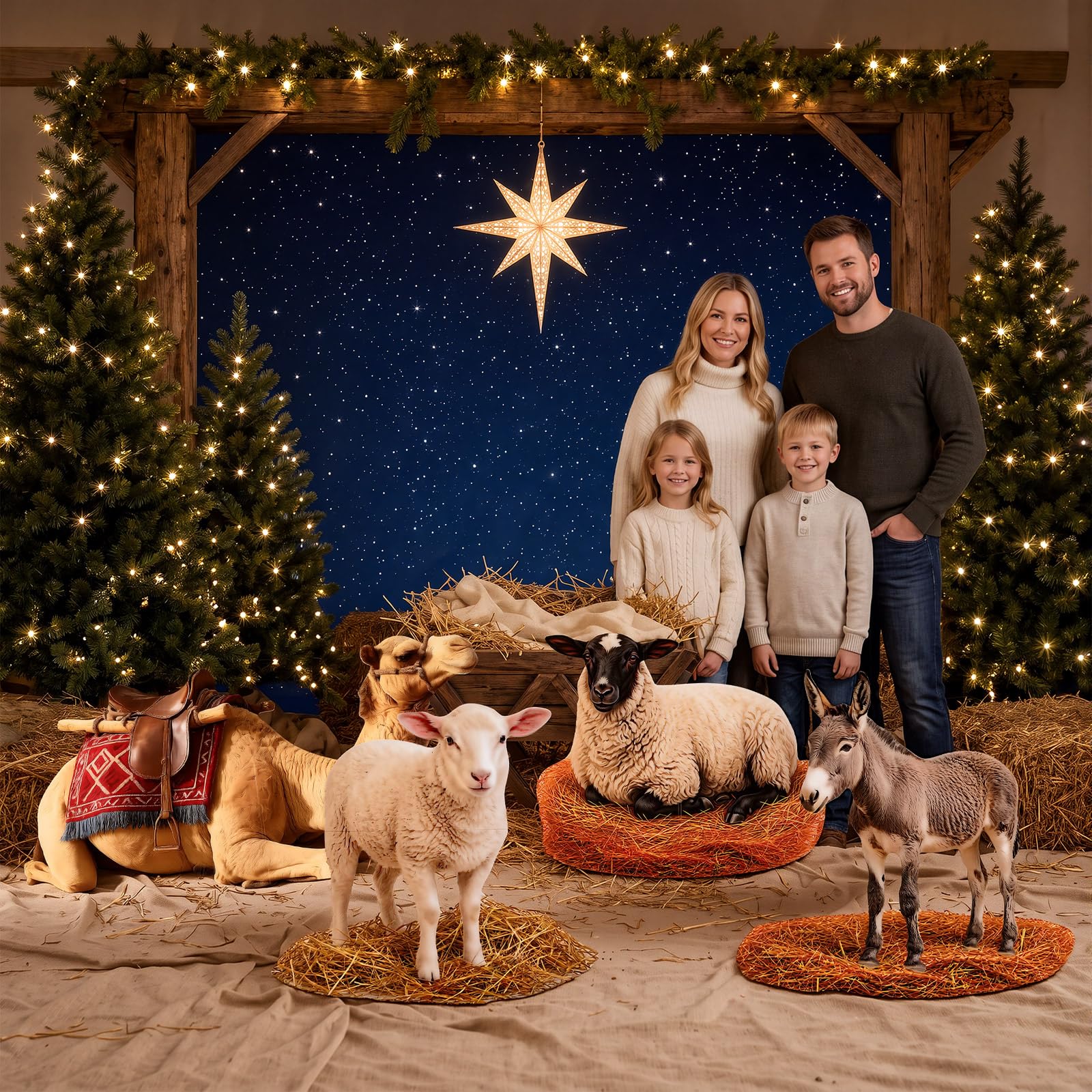 Yookeer Lot de 4 décorations en carton pour crèche de Noël 43,2 cm