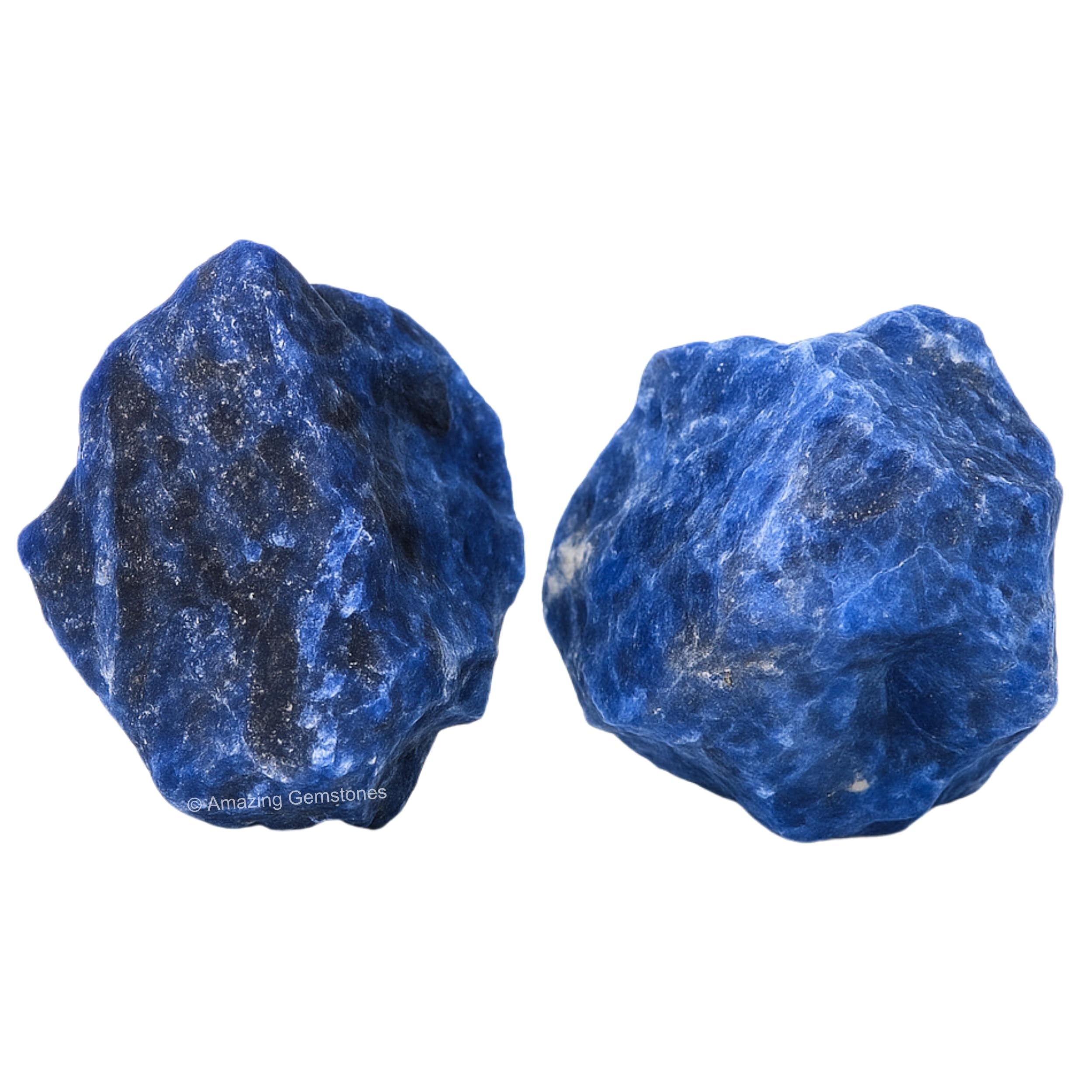 Sodalite Crystals and Healing Stones, 2 Piece Raw | Certified Healing Crystal Rough Rocks For Tumbling and DIY Projects Gifts - Positive Energy, Chakra Healing, Meditation
