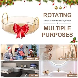 INVSSENE 360 Rotating Makeup Organizer, Bathroom Make Up Spinning Holder Rack, Large Capacity Cosmetics Storage Vanity Shelf Countertop, Fits Cosmetics, Perfume, Skincare, Lipsticks(1 Tier, Yellow)