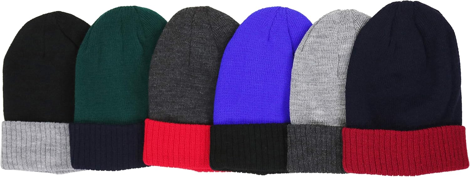 ToBeInStyle 6 Pack Kids' Soft & Stretchy Knitted Acrylic Winter Beanies