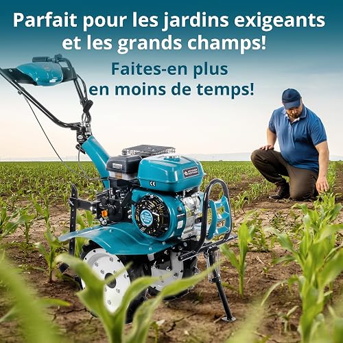 Könner & Söhnen KS 7HP-950S, Motoculteur à essence, motobineuse, entraînement par chaîne, 2 vitesses avant, marche arrière, largeur de travail 108 cm, profondeur 31 cm, puissance du Cultivateur 7,0 ch - 4
