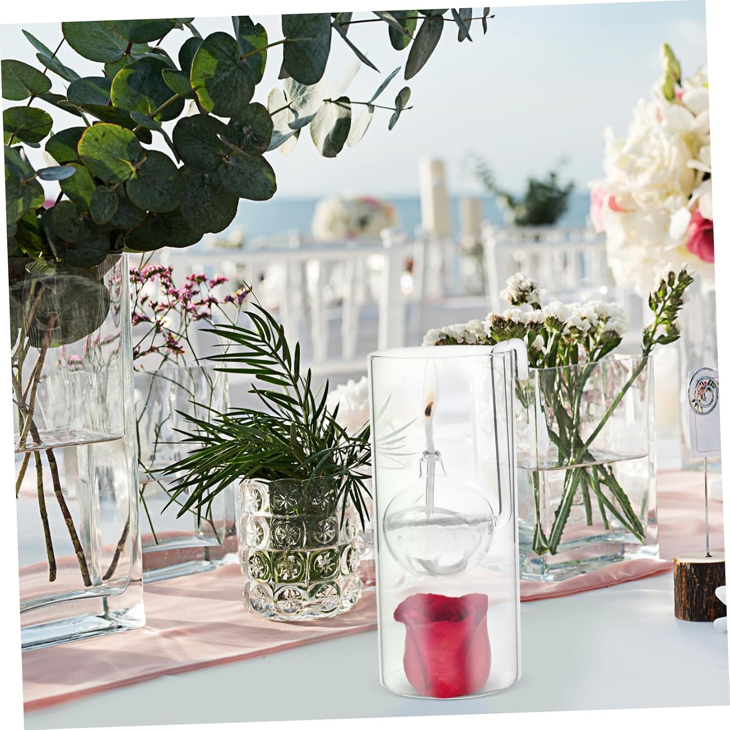Glass Candle Holder Decorative Oil Lamp Centerpiece Table Decorations Oil Lamp Ornament