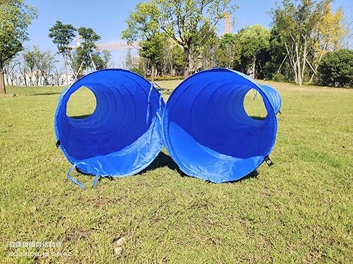 Miniatura 3 de Túnel para perros, túnel redondo para gatos, túnel grande para perros de 118 pulgadas de largo, 19.8 pulgadas abierto, azul, poliéster, túneles de