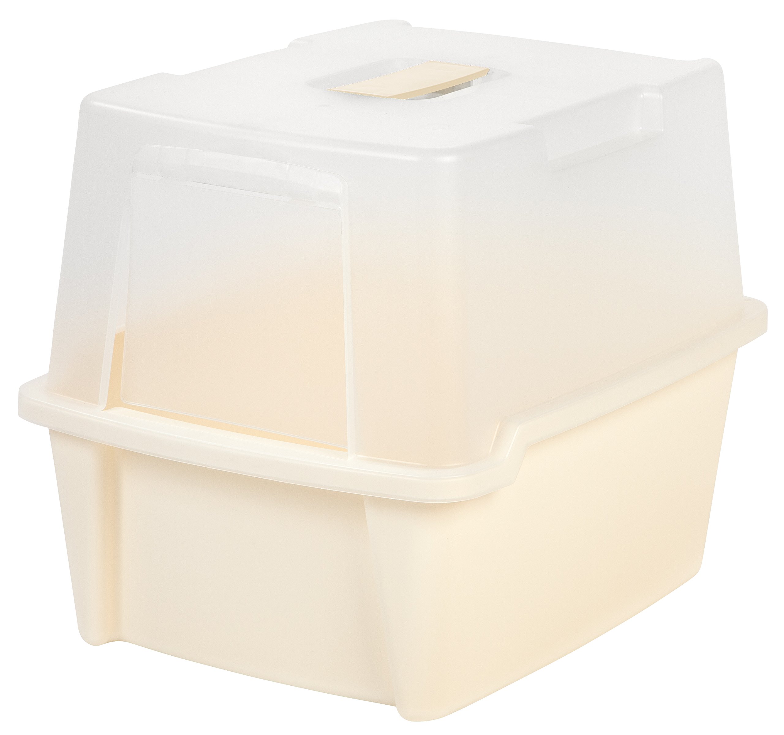IRIS USA, Inc., Inc. Hooded Litter Box, White, Off White