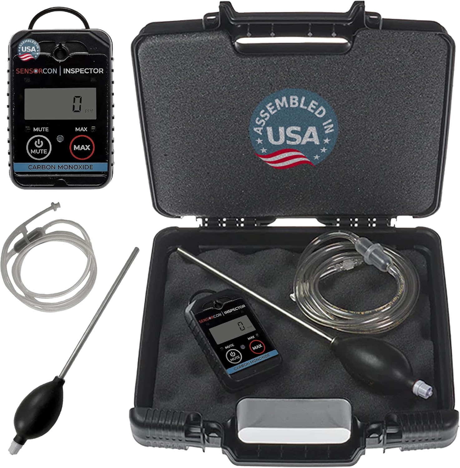 Inspector 2 CO Detector Kit with Pump & Probe – Waterproof Portable Carbon Monoxide Detector with Visual & Audible Alerts for Personal & Ambient Monitoring