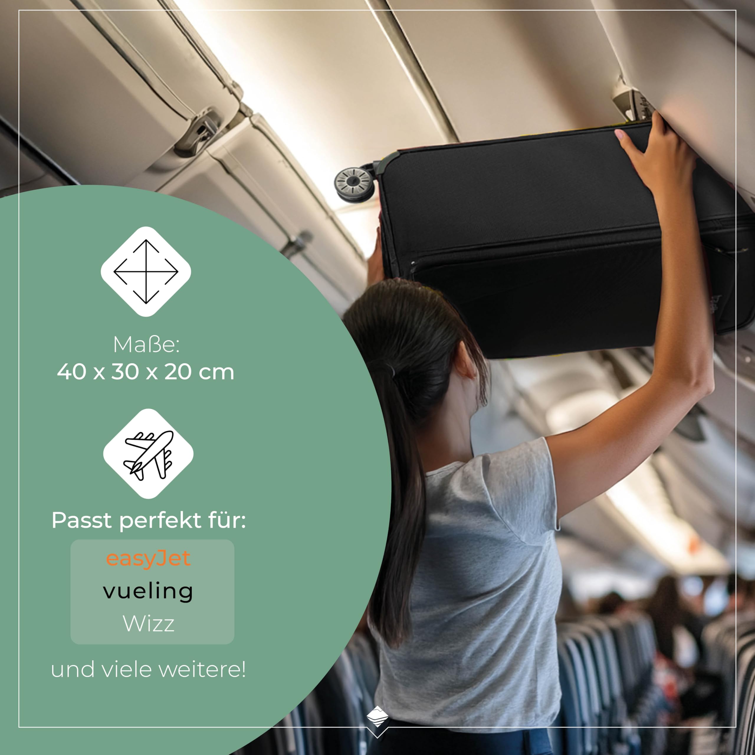 travelite valigia a mano con 2 rotelle per EasyJet, Vueling + Wizz, serratura a combinazione integrata, trolley da cabina compatto con funzione di aggancio, 40x30x20 cm, 21 l, 1,7 kg
