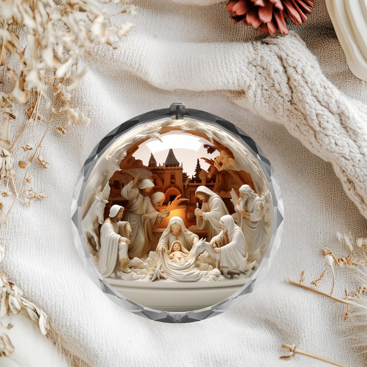 Nativity Scene Ornament | Holy Family Ornament | Christmas Nativity Decor | Religious Christmas Ornament | Christian 2025 (Glass, 1) - Image 2