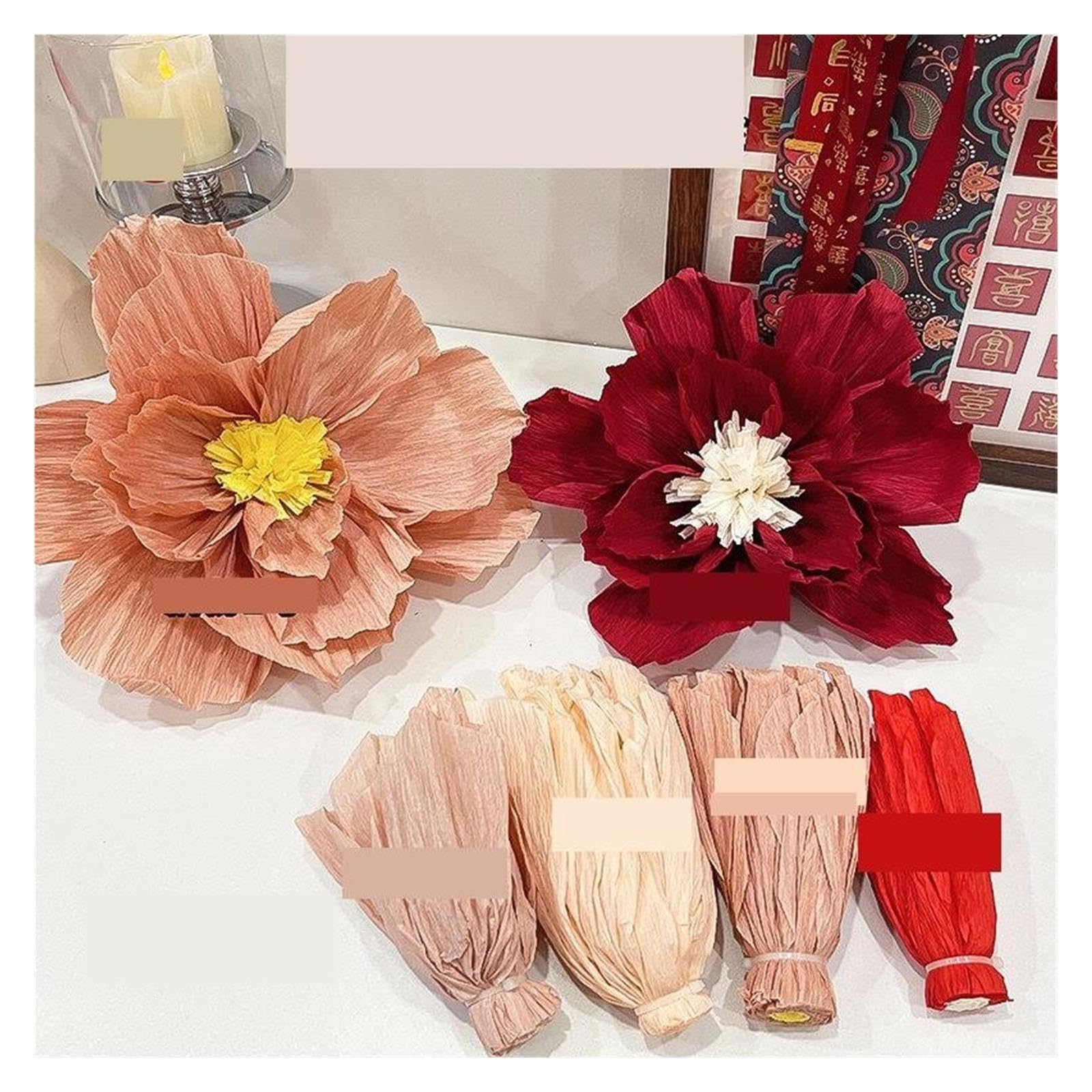36 Piezas De Decoración Flores Papel Crepé Para Decoraciones