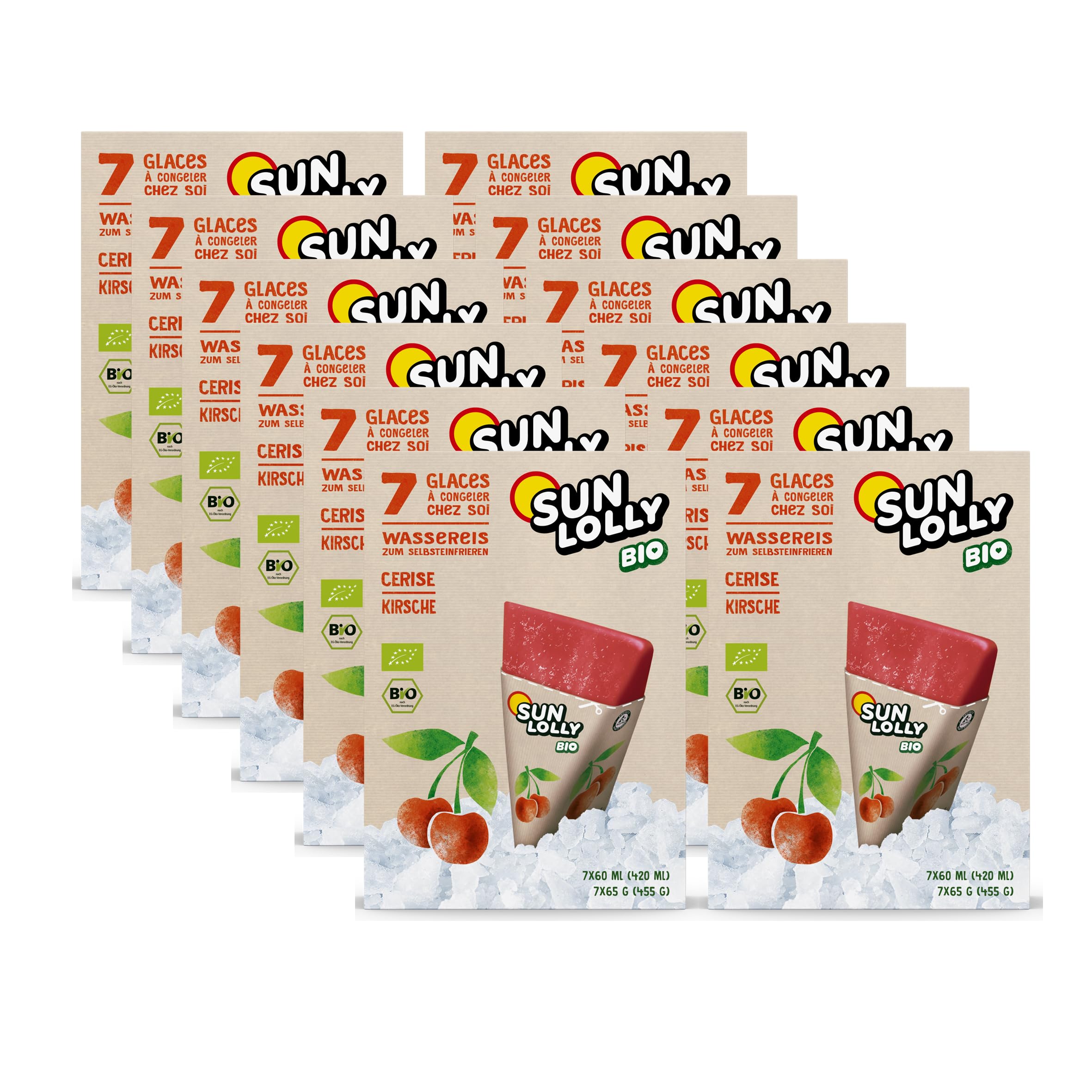Sun Lolly Bio Wassereis Kirsche 12er Vorratspack 12 x 420ml Mit Fruchtsaft Vegan Laktosefrei Glutenfrei