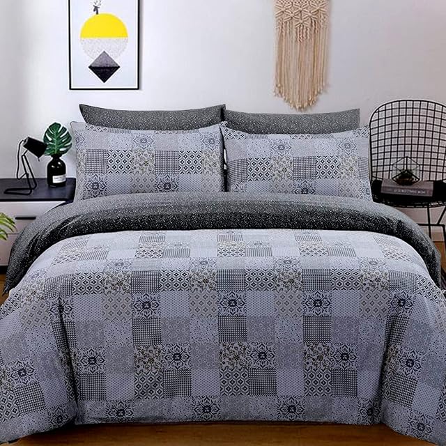DTEX HOMES 100% Cotton Duvet Cover Set Printed Reversible Duvet Quilt Cover Set,Marrocoas-Double