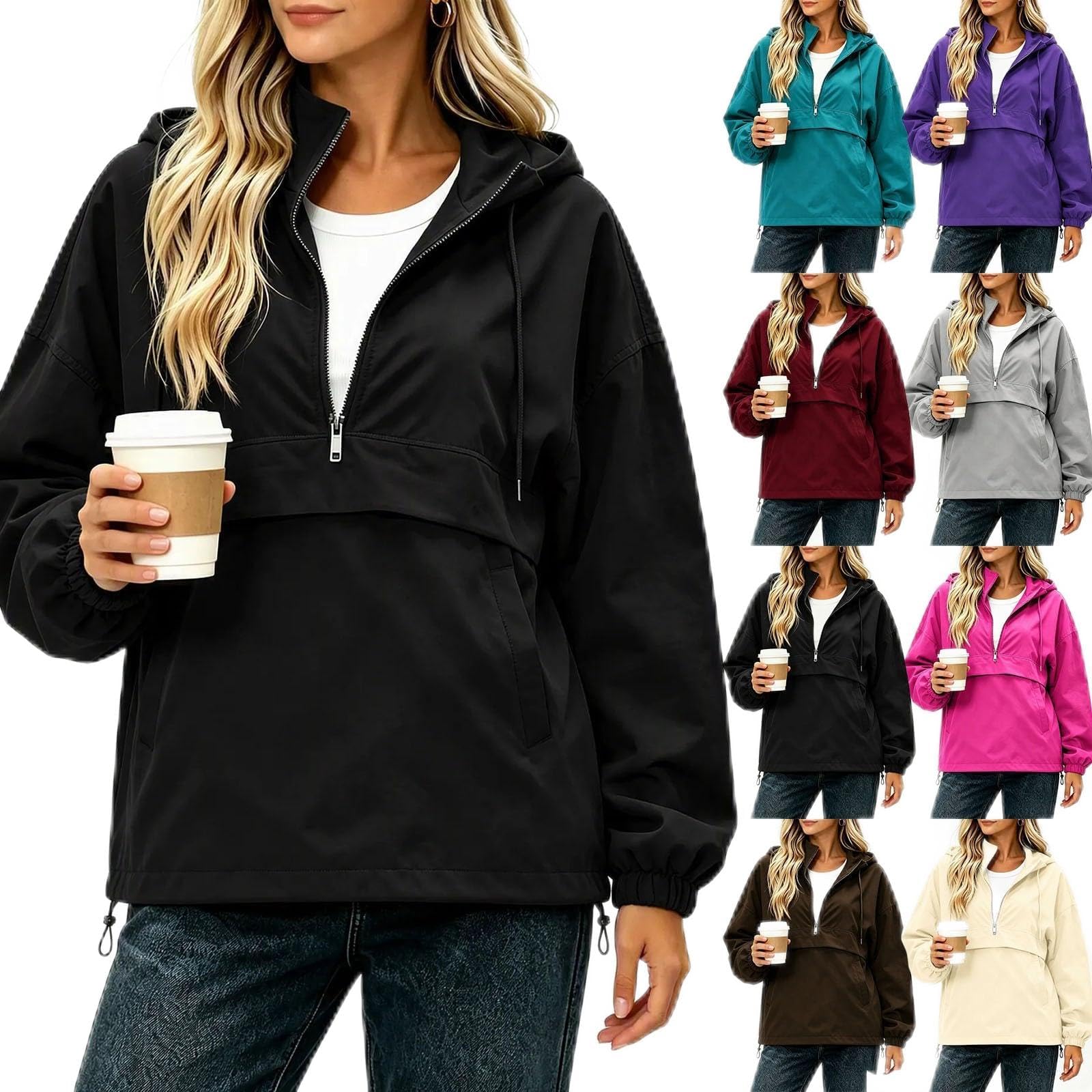 Regenjacke Damen Wasserdicht Funktionsjacke 1/2 Zip Wanderjacke Outdoor