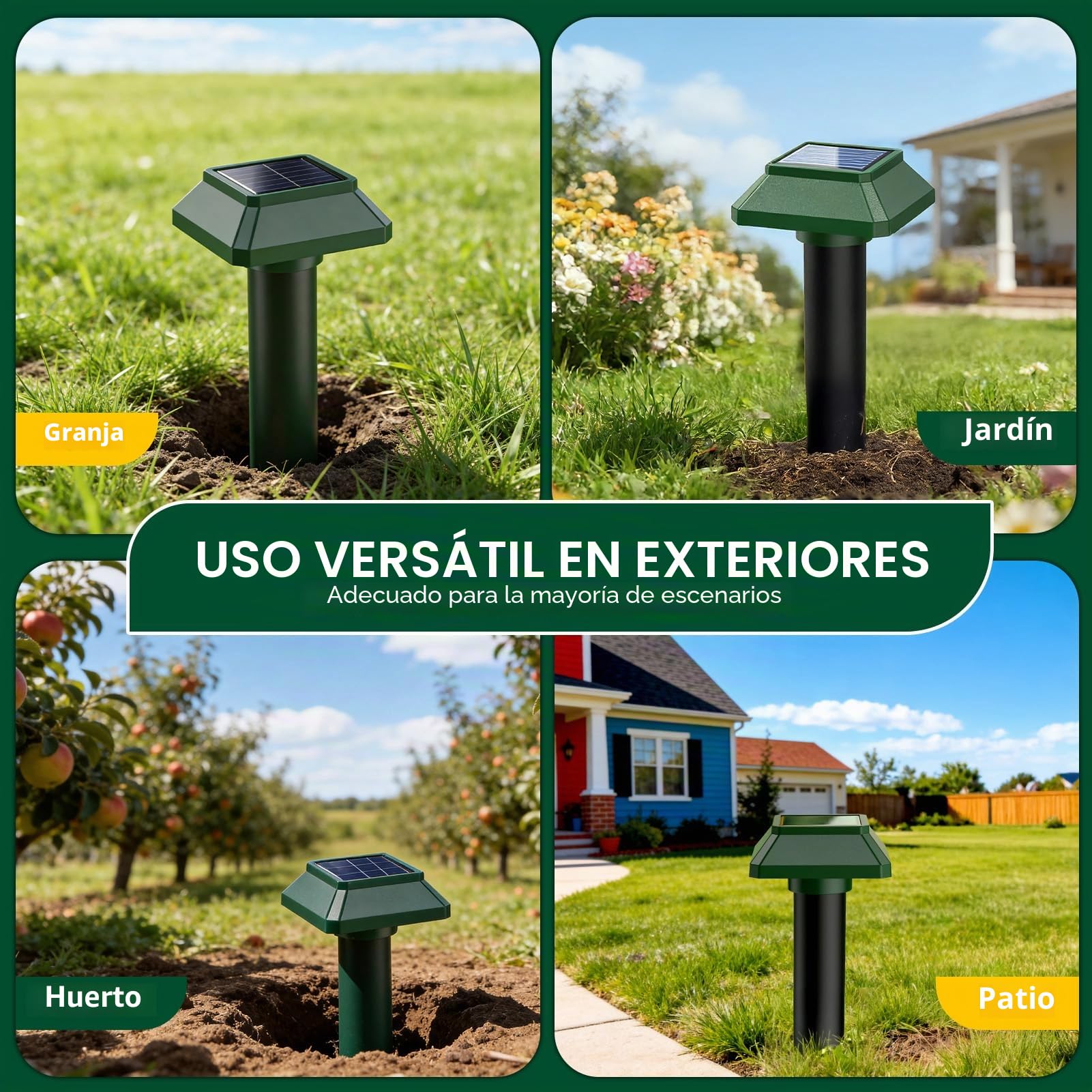 Ahuyentador Gatos Solar, 4 Piezas Repelente para Gatos para Jardín, 7500 Pies Cuadrados de Alcance Efectivo y Protección contra el Agua Ahuyentador De Gatos para Topos, Ratas, Serpientes