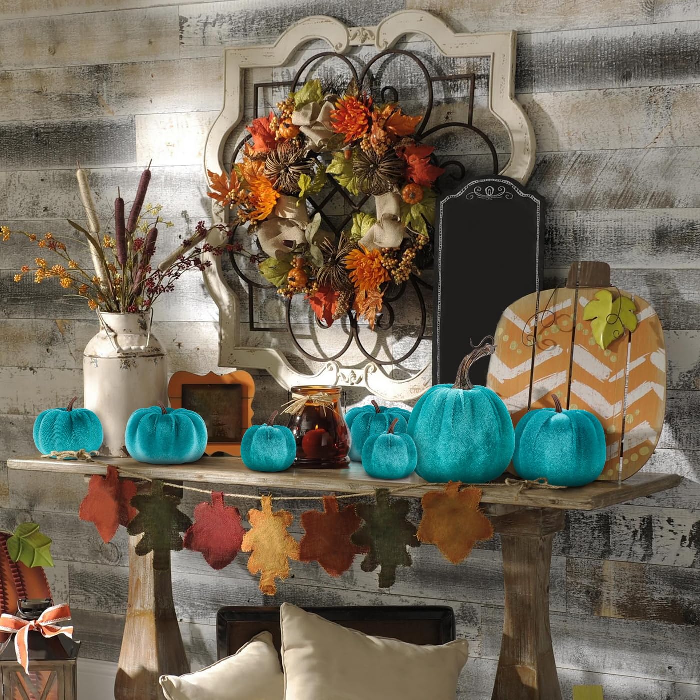 Kepfire Artificial Velvet Fake Pumpkins Sets 8Pcs Halloween Thanksgiving Wedding Handmade Foam Autumn Centerpiece Kitchen Decoration - Brown Kepfire 8pcs Artificial Velvet White Pumpkin Fake Halloween