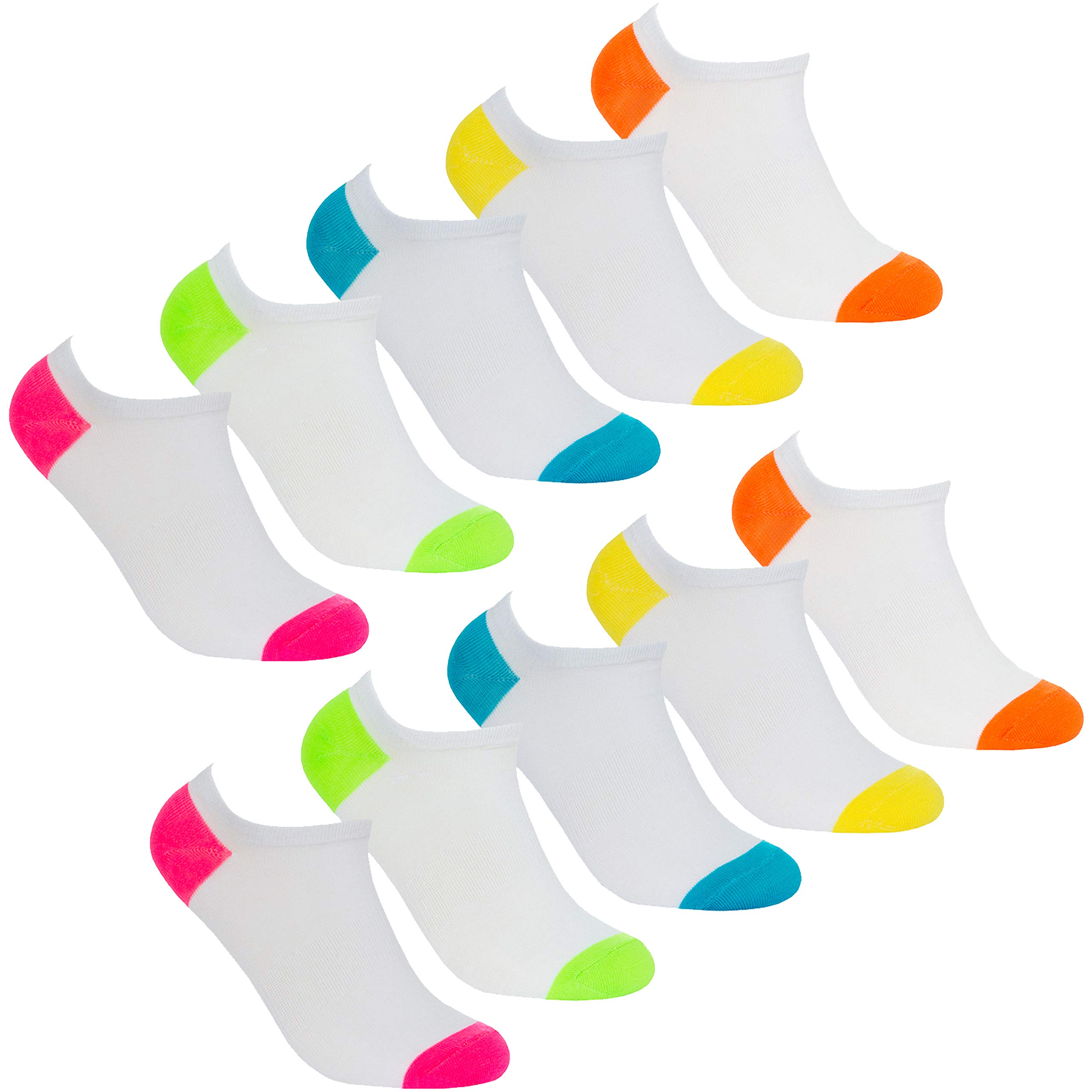 Red Tag Active Women's 10 Pairs Vibrant Colours Redtag Ankle Socks 10 Pair Multipack Trainer Liners Pink 4-8