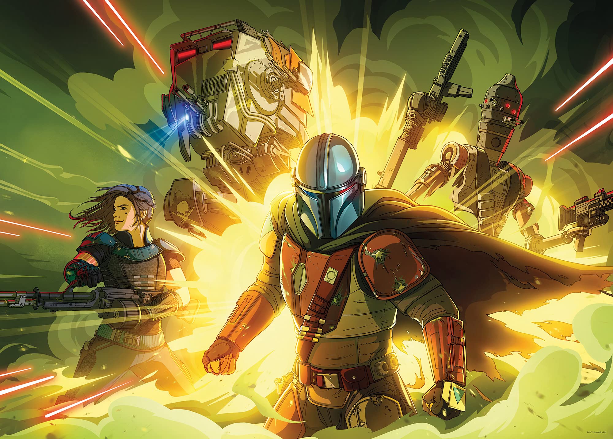 Komar Mandalorian Fireteam - Size: 70 x 50 cm, Wall Picture, Poster, Art Print (without Frame), Star Wars