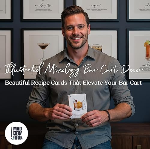 Miniatura 4 de Mixología ilustrada - Decoración y accesorios de carrito de bar - Tarjetas de recetas de cócteles - Guía visual de cócteles artesanales - Esenciales