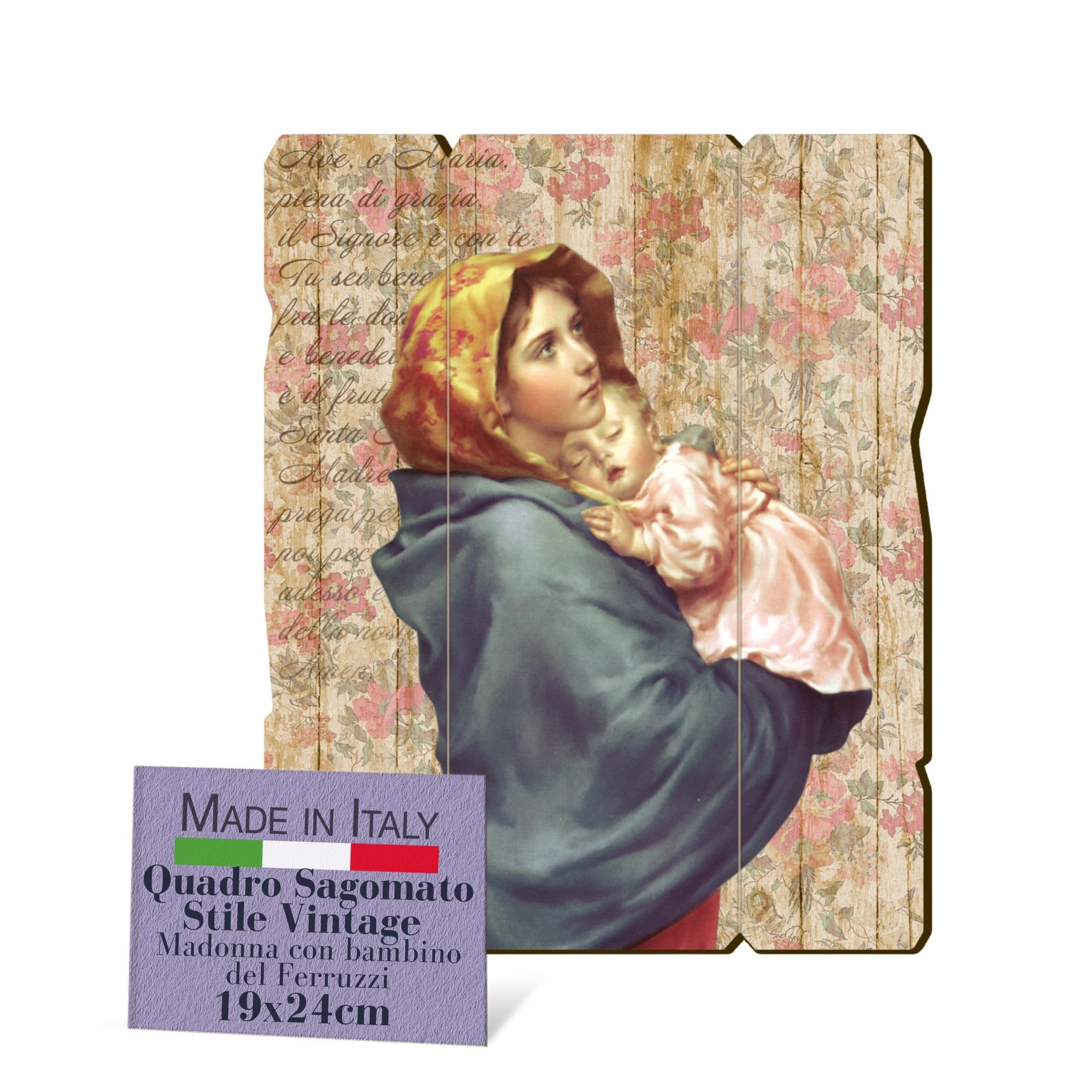 Fratelli Bonella - Quadro Madonna con Bambino Vintage - Legno di