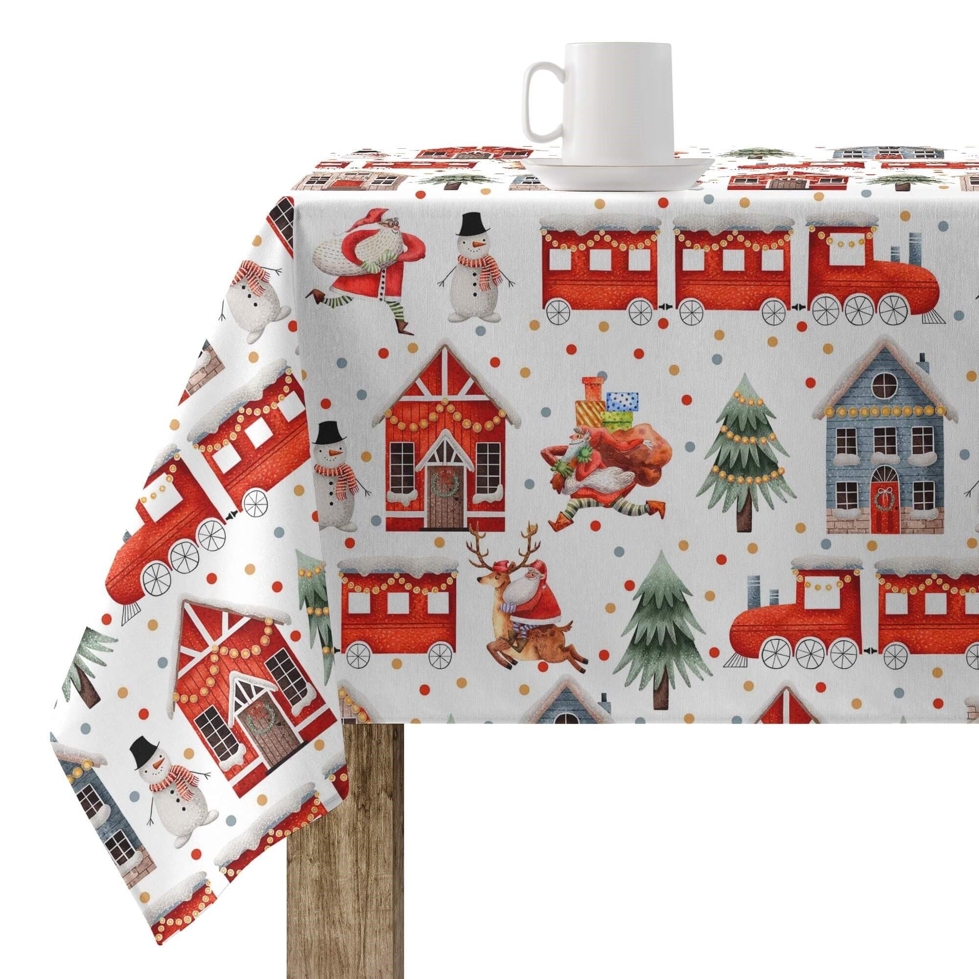BELUM | Mantel Navidad 250x140 cm 100% algodón resinado Antimanchas (Tacto no plastificado) Modelo Merry Christmas 66