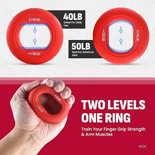 Miniatura 4 de Kit de entrenamiento de fuerza de agarre, paquete de 4 fortalecedores de agarre de mano con resistencia ajustable, ejercitador de antebrazo,