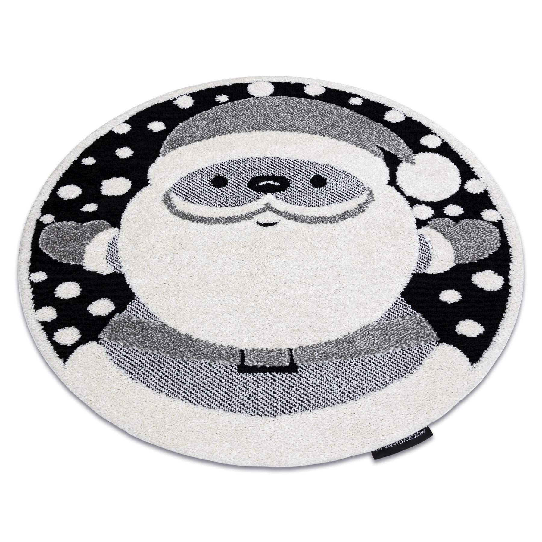Tapis de Jeux Enfant Cercle 120 cm Père Noël Crème et Noir