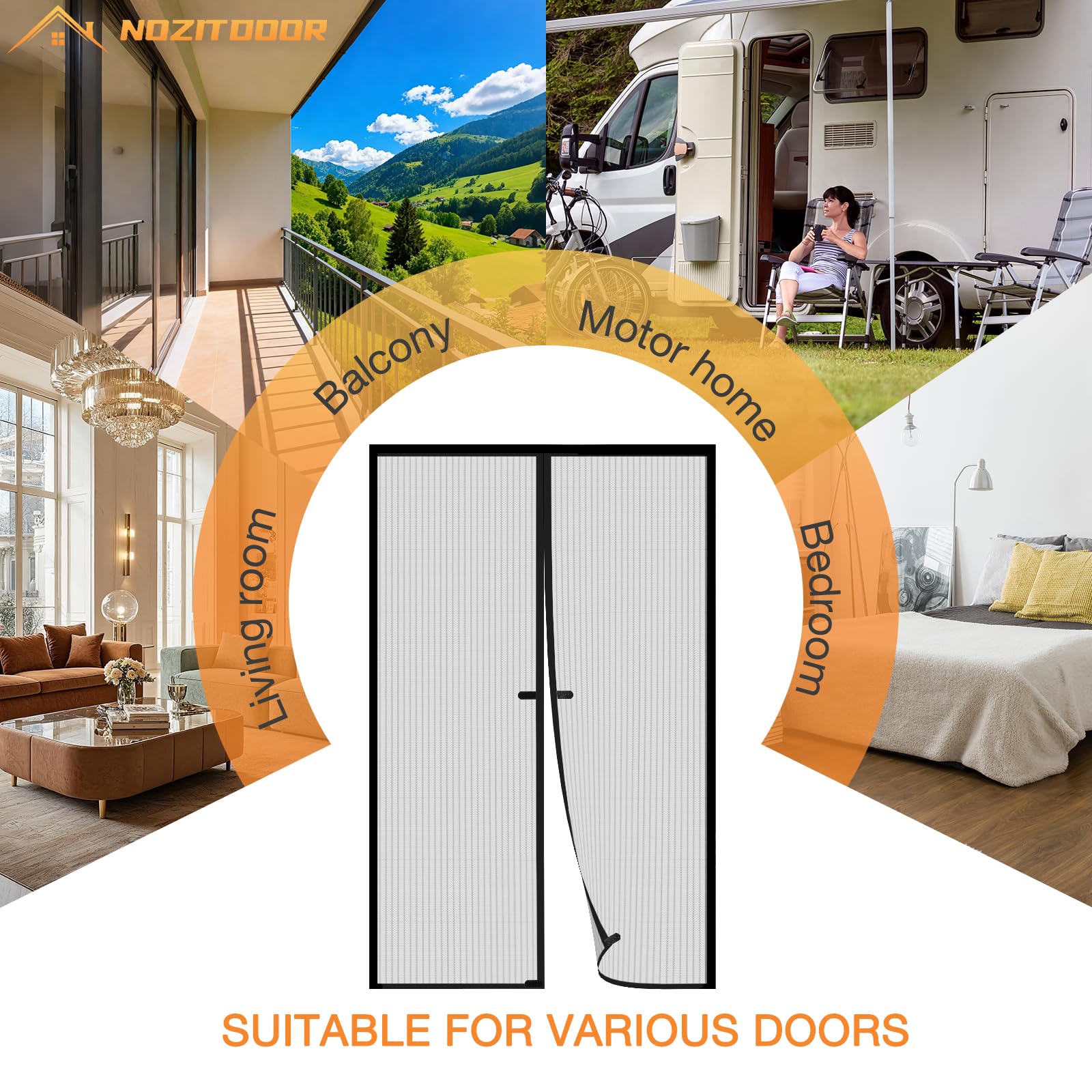 Mosquitera Puerta Magnética 80x190 cm, Anti-Insectos, Cortina Mosquitera para Puerta Exterior Cocina Balcón y Patio, Fácil instalación, Apto para Niños Mascotas, Negro