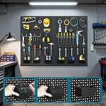 Pegboard kit with Accessories,Includes 2 Pack 16" X 24" Steel Peg Board and 120 PCS Varied Pegboard Accessories,can be Used for Tool Storage and Garage Organization. (Black Box)