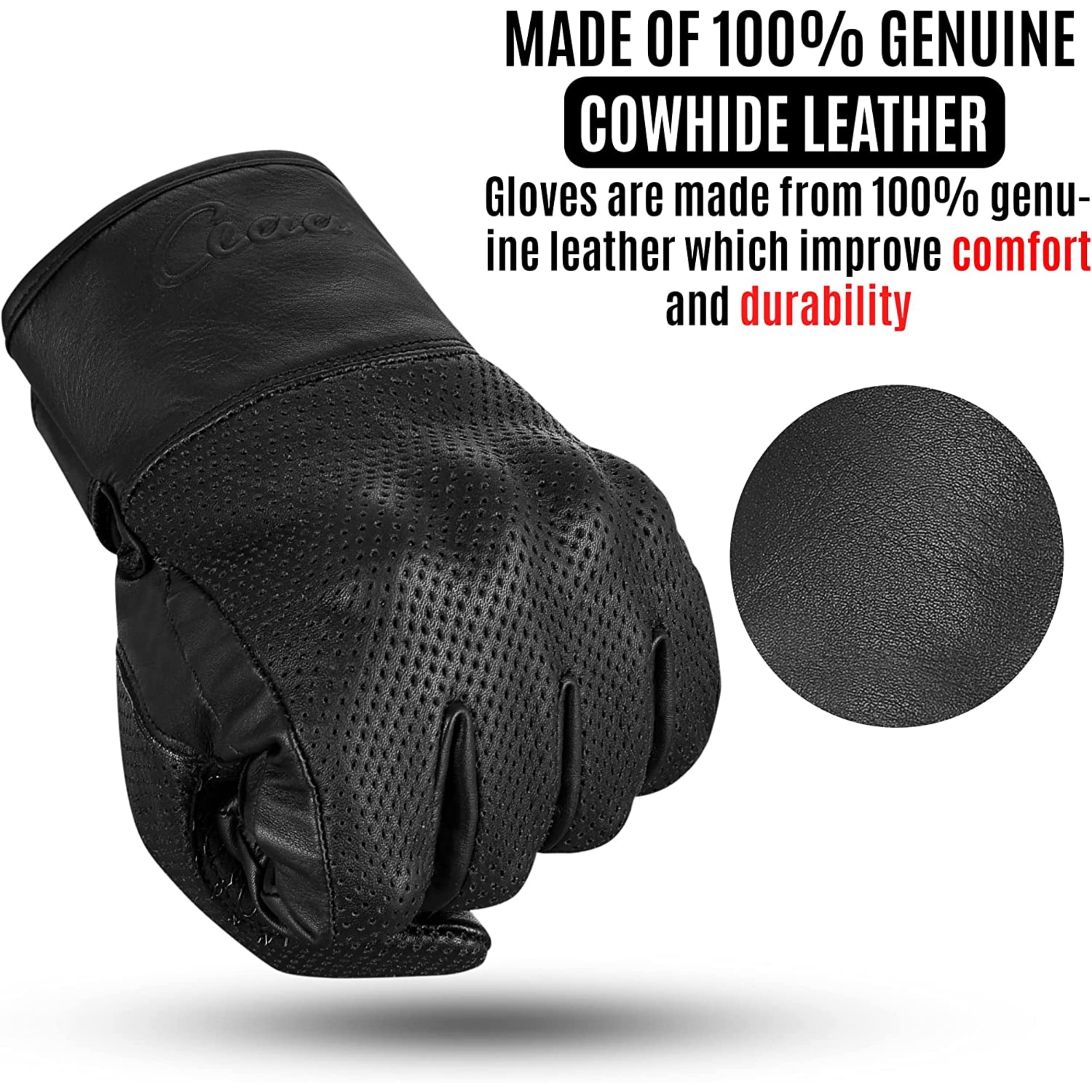 Gants de moto de qualité supérieure pour hommes en cuir avec fonction écran tactile - protecteurs gants de moto hommes et femmes pour l'été gants de moto respirants avec coussinets