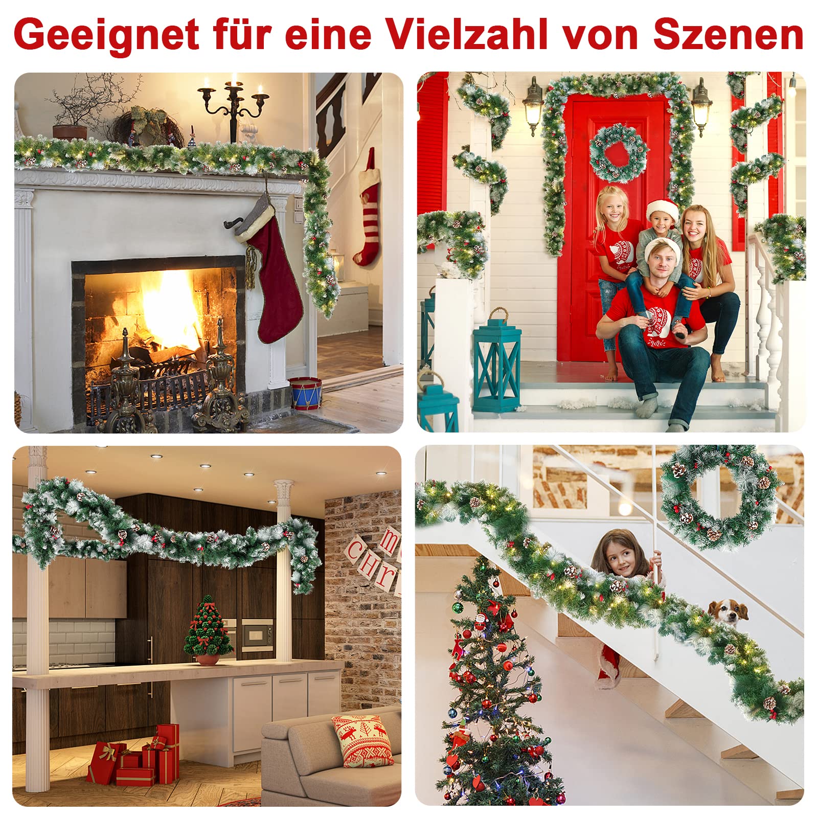 HENGMEI Ghirlanda Natalizia Con Luci 8m: Decorazione LED Per Interni/Esterni (Bianco Neve
