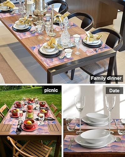 Miniatura 5 de Abstract Mountains Table Placemats for Dining Table Set of 4,Cotton Linen Cloth Kitchen Place Mats with Pocket,SquareRectangleRoundOblong Table
