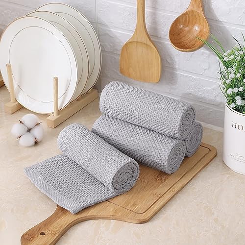Miniatura 585 de Kitinjoy - Paños de cocina 100% algodón, paquete de 6 paños de cocina ultra suaves y absorbentes para secar platos, toallas de cocina de secado